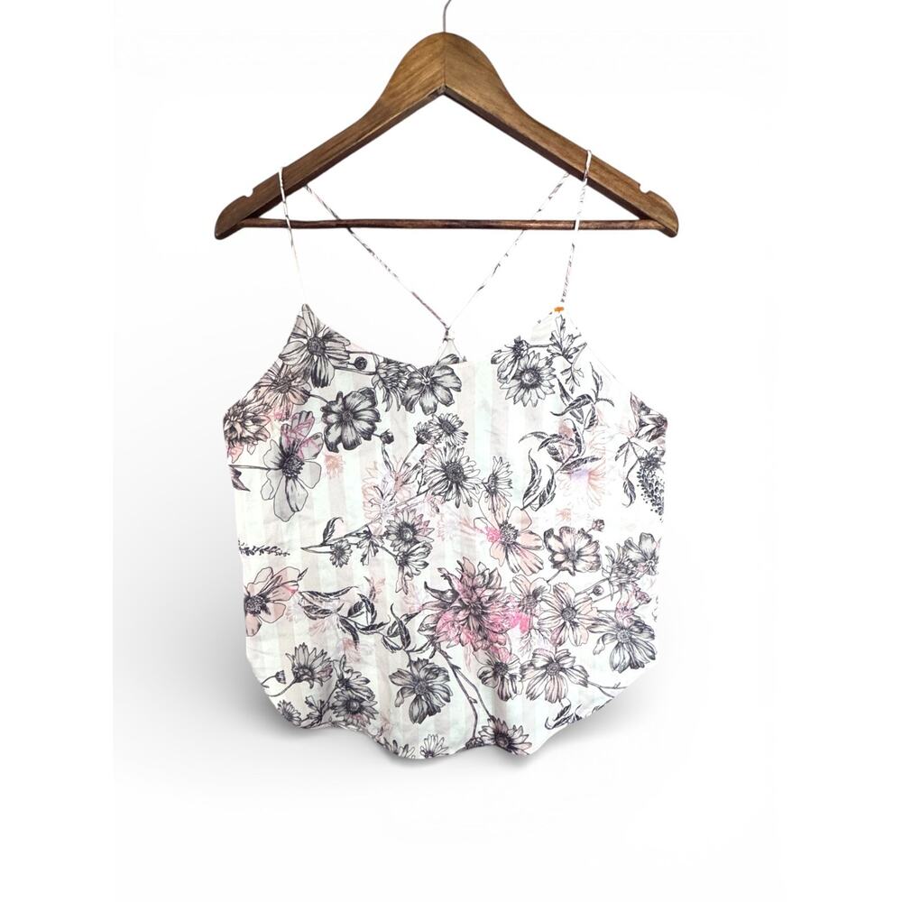 Victoria’s Secret Floral Striped Camisole Tank Top M Coquette Lingerie Fairycore